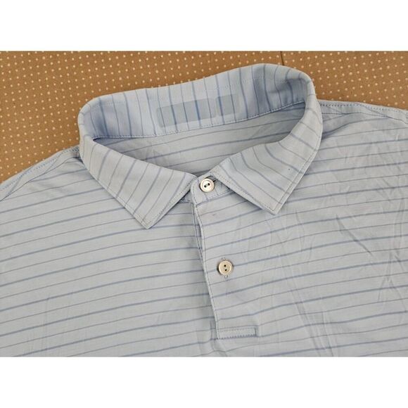Peter Millar Featherweight Golf Polo Shirt Men’s Size XL Blue Striped - Picture 8 of 16